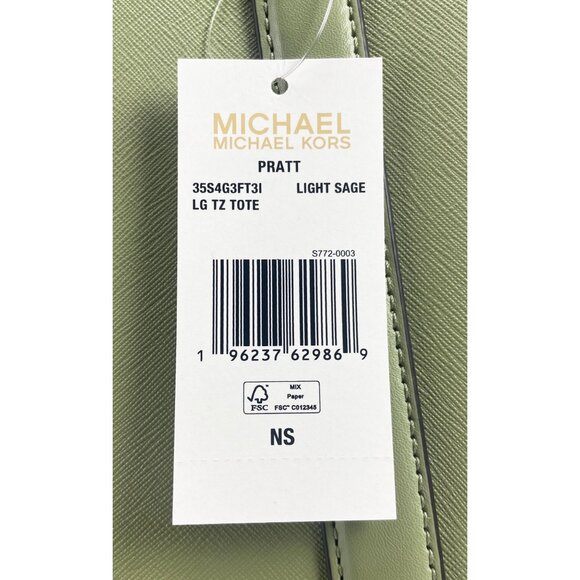 NEW Michael Kors Pratt Bag Large Light Sage Shoulder Zip Tote Handbag Purse NWT - Picture 4 of 6